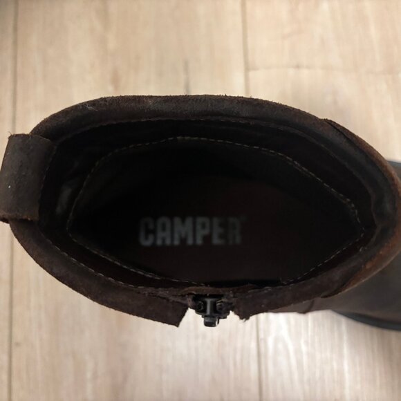 $300 Camper Brown Nubuck Leather Side-Zip Boots -EU 43 / US 10 - Picture 11 of 14